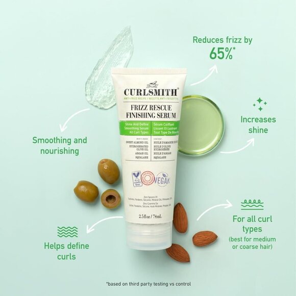 Curlsmith Frizz Rescue Finishing Serum 2.5 Fl Oz Shine & Define Smoothing Serum - Picture 2 of 10